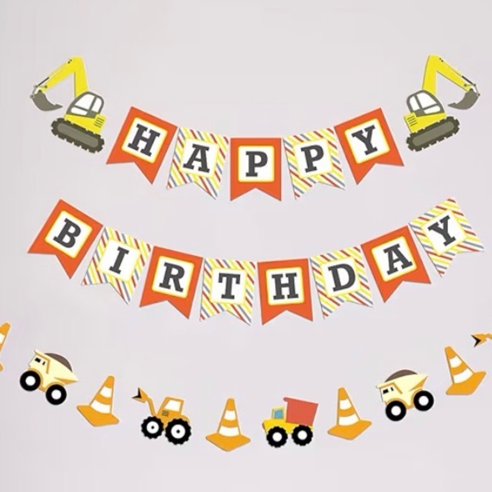 Happy Birthday Construction Trucks Banners NWT
